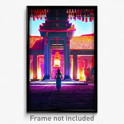 Pixel Art Poster - Whopping Temple (8 Bit Psychedelic Trippy Video Game Print)