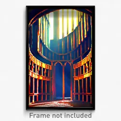 Pixel Art Poster - Shady Scriptorium (8 Bit Psychedelic Trippy Video Game Print)