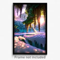 Pixel Art Poster - Frosty Rainforest (8 Bit Psychedelic Trippy Video Game Print)