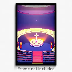 Pixel Art Poster - Round Sanctuary (8 Bit Psychedelic Trippy Video Game Print)