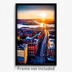 Pixel Art Poster - Striking Swedish City (8 Bit Psychedelic Video Game Print)