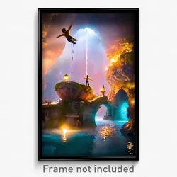 Pixel Art Poster - Flying Grotto (8 Bit Psychedelic Trippy Video Game Print)
