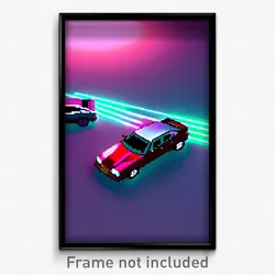 Pixel Art Poster - Digital Car (8 Bit Psychedelic Trippy Weird Video Game Print)