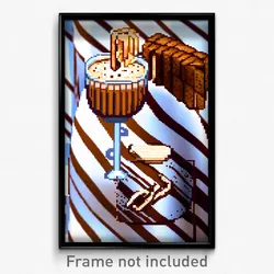 Pixel Art Poster - Striped Brown Sugar Milk Tea (8 Bit Video Game Print)