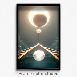Pixel Art Poster - Spherical Landing (8 Bit Psychedelic Trippy Video Game Print)