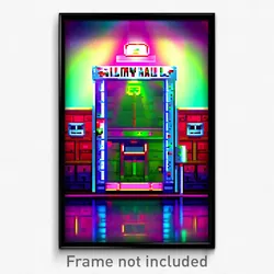 Pixel Art Poster - Slimy Hall (8 Bit Psychedelic Trippy Weird Video Game Print)