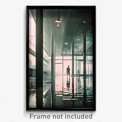 Pixel Art Poster - Damp Modern Architecture (8 Bit Psychedelic Video Game Print)