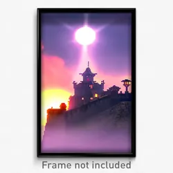 Pixel Art Poster - Haunting Fortress (8 Bit Psychedelic Trippy Video Game Print)
