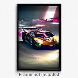 Pixel Art Poster - Spectacular Racecar (8 Bit Psychedelic Video Game Print)