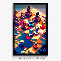 Pixel Art Poster - Amazing Chess (8 Bit Psychedelic Trippy Video Game Print)