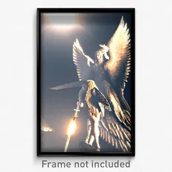 Pixel Art Poster - Angelic Battlefield (8 Bit Psychedelic Video Game Print)