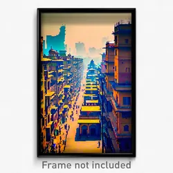 Pixel Art Poster - Long Indian City (8 Bit Psychedelic Trippy Video Game Print)