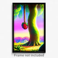 Pixel Art Poster - Fruity Glade (8 Bit Psychedelic Trippy Video Game Print)