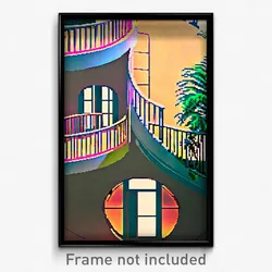 Pixel Art Poster - Circular Balcony (8 Bit Psychedelic Trippy Video Game Print)