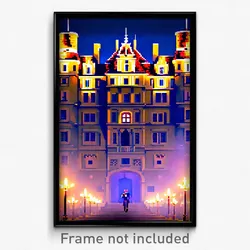 Pixel Art Poster - Great Chateau (8 Bit Psychedelic Trippy Video Game Print)