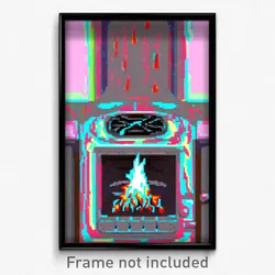 Pixel Art Poster - Glitchy Stove (8 Bit Psychedelic Trippy Video Game Print)
