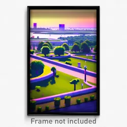 Pixel Art Poster - Distant Park (8 Bit Psychedelic Trippy Video Game Print)
