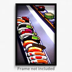 Pixel Art Poster - Wide Sushi (8 Bit Psychedelic Trippy Weird Video Game Print)