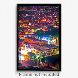 Pixel Art Poster - Wiry Mexican City (8 Bit Psychedelic Trippy Video Game Print)