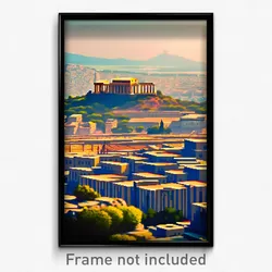 Pixel Art Poster - Distant Acropolis (8 Bit Psychedelic Trippy Video Game Print)
