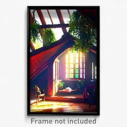 Pixel Art Poster - Leafy Loft (8 Bit Psychedelic Trippy Weird Video Game Print)