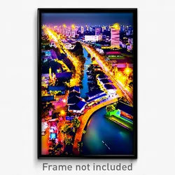 Pixel Art Poster - Artistic Thai City (8 Bit Psychedelic Video Game Print)