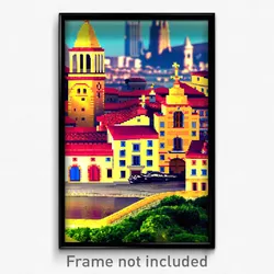 Pixel Art Poster - Plush Spanish City (8 Bit Psychedelic Video Game Print)