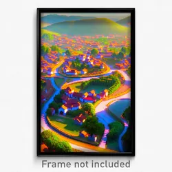 Pixel Art Poster - Oval Village (8 Bit Psychedelic Trippy Video Game Print)