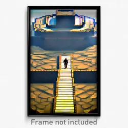 Pixel Art Poster - Agile Ziggurat (8 Bit Psychedelic Trippy Video Game Print)