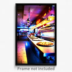 Pixel Art Poster - Dry Pizza Shop (8 Bit Psychedelic Trippy Video Game Print)