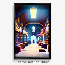 Pixel Art Poster - Made Up Marketplace (8 Bit Psychedelic Video Game Print)