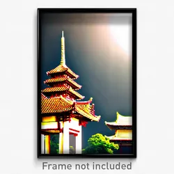 Pixel Art Poster - Artistic Pagoda (8 Bit Psychedelic Trippy Video Game Print)