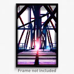 Pixel Art Poster - Steel Crossing (8 Bit Psychedelic Trippy Video Game Print)