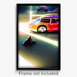 Pixel Art Poster - Giant Car (8 Bit Psychedelic Trippy Weird Video Game Print)