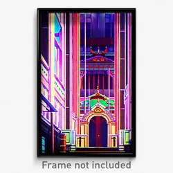 Pixel Art Poster - Elaborate Anime Architecture (8 Bit Video Game Print)