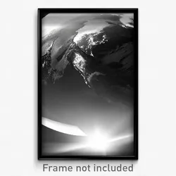 Pixel Art Poster - Black And White Earth (8 Bit Psychedelic Video Game Print)