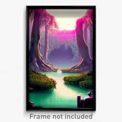 Pixel Art Poster - Large Bayou (8 Bit Psychedelic Trippy Weird Video Game Print)