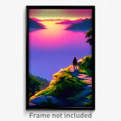 Pixel Art Poster - Distant Retreat (8 Bit Psychedelic Trippy Video Game Print)