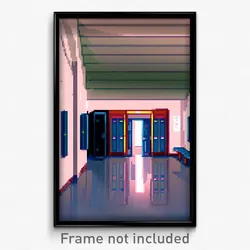 Pixel Art Poster - Flat Locker Room (8 Bit Psychedelic Trippy Video Game Print)