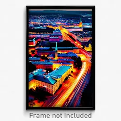 Pixel Art Poster - Jaw Dropping Swedish City (8 Bit Video Game Print)