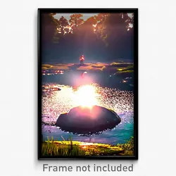 Pixel Art Poster - Dangerous Pond (8 Bit Psychedelic Trippy Video Game Print)