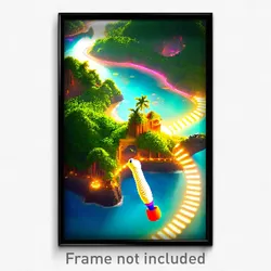 Pixel Art Poster - Vibrating Exotic Island (8 Bit Psychedelic Video Game Print)
