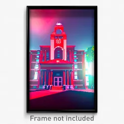 Pixel Art Poster - Red Middle School (8 Bit Psychedelic Trippy Video Game Print)