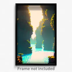 Pixel Art Poster - Flickering Atoll (8 Bit Psychedelic Trippy Video Game Print)