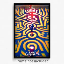 Pixel Art Poster - Zany Labyrinth (8 Bit Psychedelic Trippy Video Game Print)