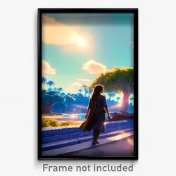 Pixel Art Poster - Sky Blue Oasis (8 Bit Psychedelic Trippy Video Game Print)