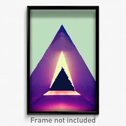 Pixel Art Poster - Triangular Pyramid (8 Bit Psychedelic Video Game Print)