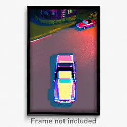 Pixel Art Poster - Little Car (8 Bit Psychedelic Trippy Weird Video Game Print)