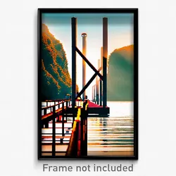 Pixel Art Poster - Adventurous Jetty (8 Bit Psychedelic Trippy Video Game Print)