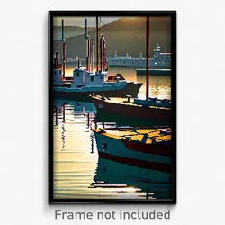 Pixel Art Poster - Calm Shipyard (8 Bit Psychedelic Trippy Video Game Print)